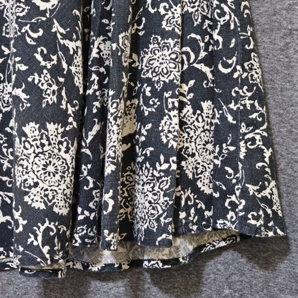 Gap Maxi Skirt Womens Size 0 100%‎ Linen Black White Floral Flare Flowy Side Zip - Picture 3 of 16